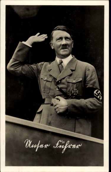Hitler's Hand Sign Postcard Führer und Reichskanzler Adolf Hitler, Portrait, Uniform ...