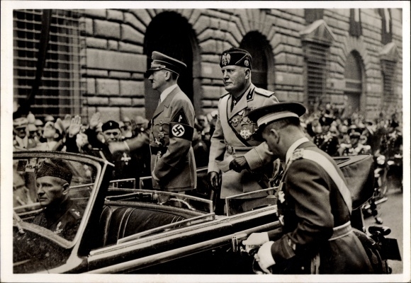 Postcard Roma Rom Lazio, Führer und Reichskanzler Adolf Hitler, Benito ...